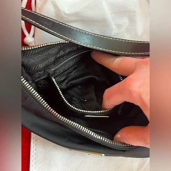 Vintage Prada Black Shoulder Bag Modern Minimalist Design - Picture 8 of 12